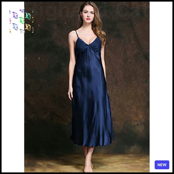 Satin Slip Dress Elegant Minimal Chic Adjustable Straps Lace Details Nightgown - Picture 5 of 7
